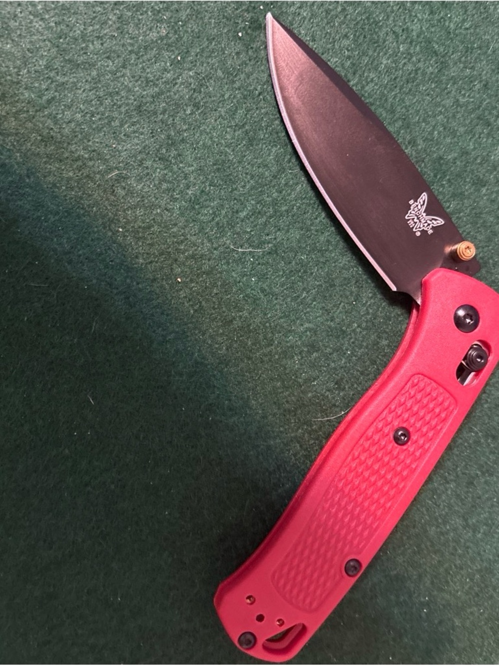 Benchmade Red Handle Folding Pocket Knife - Black Blade